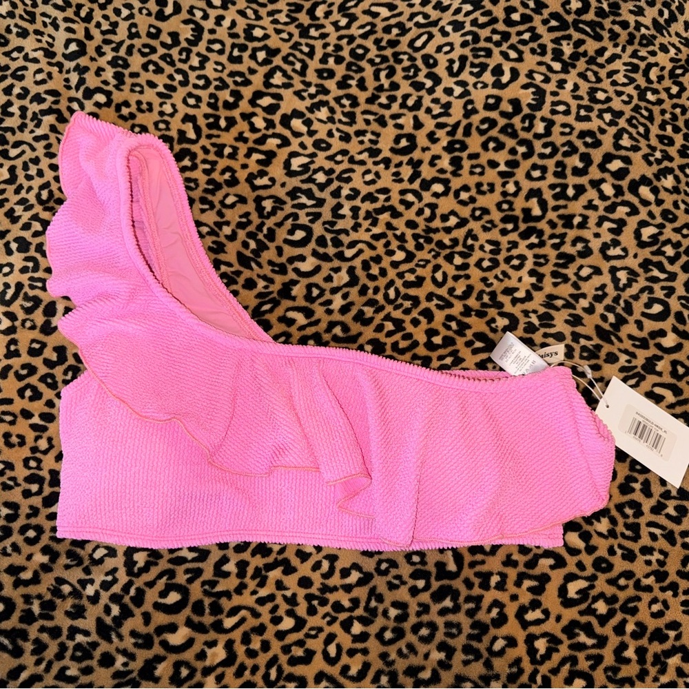 Pink Ruffled One-Shoulder Bikini Top - Picture 5 of 5